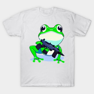 Cute Frog Holding Gun T-Shirt